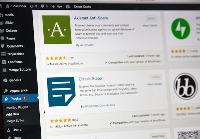 Wordpress CMS plugins screenshot