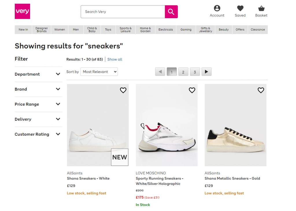 Sneakers Synonym on Very.co.uk