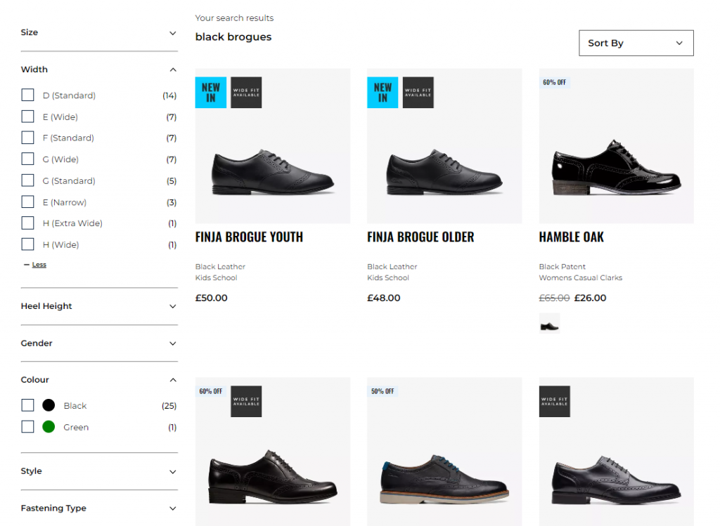 Clarks Poor Search & Filtering
