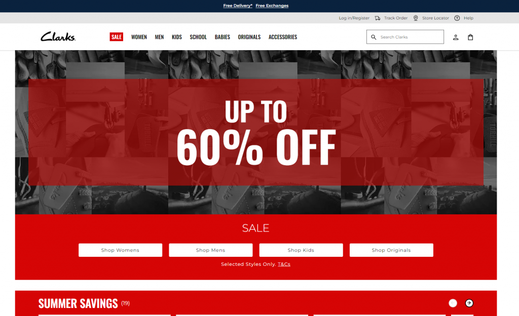 Clarks Homepage Offering