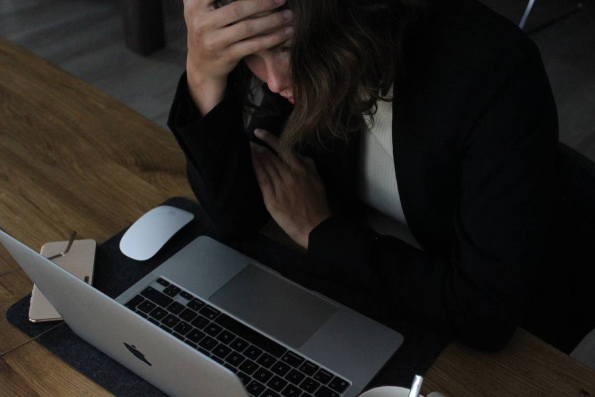 Office worker looking stressed