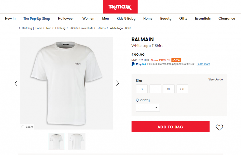 Example of poor image editing from TK Maxx