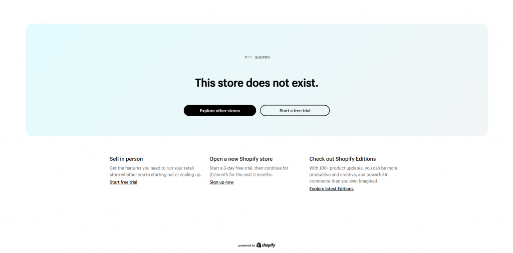 Shopify Downtime - Store Doesn't Exist Warning