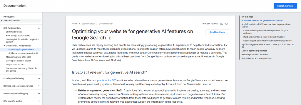 Google's AI recommendations for optimising your website