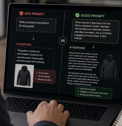 Good Prompt for product descriptions vs bad prompt