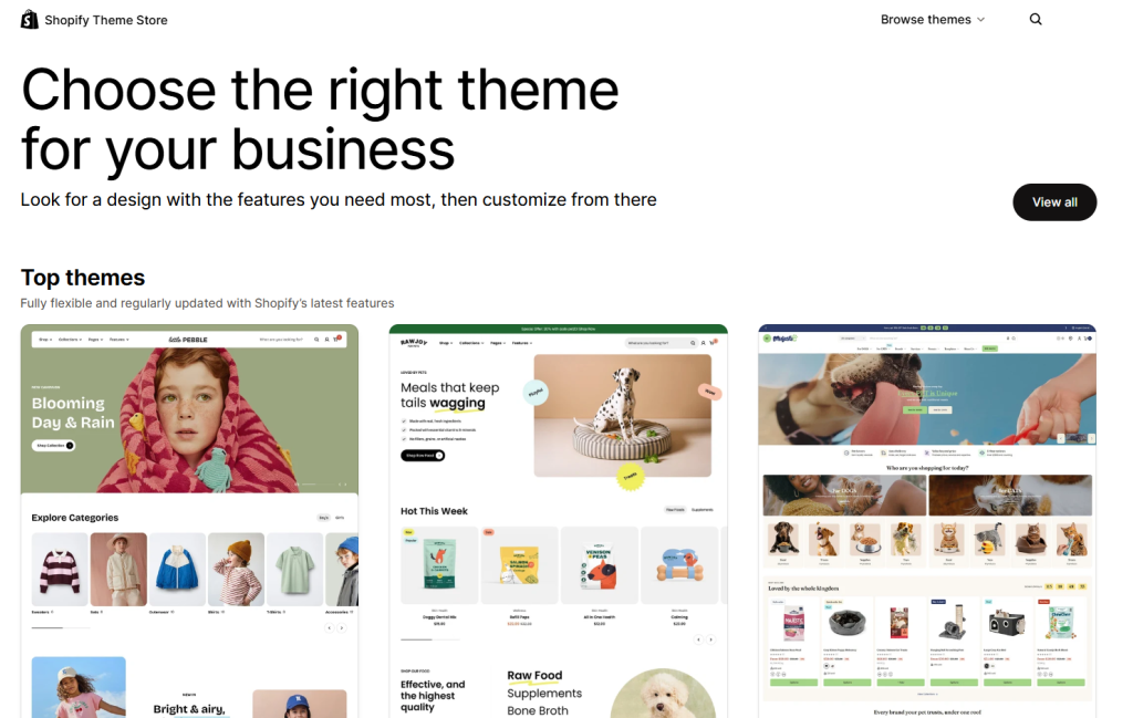 Screenshot of the Shopify Theme Store